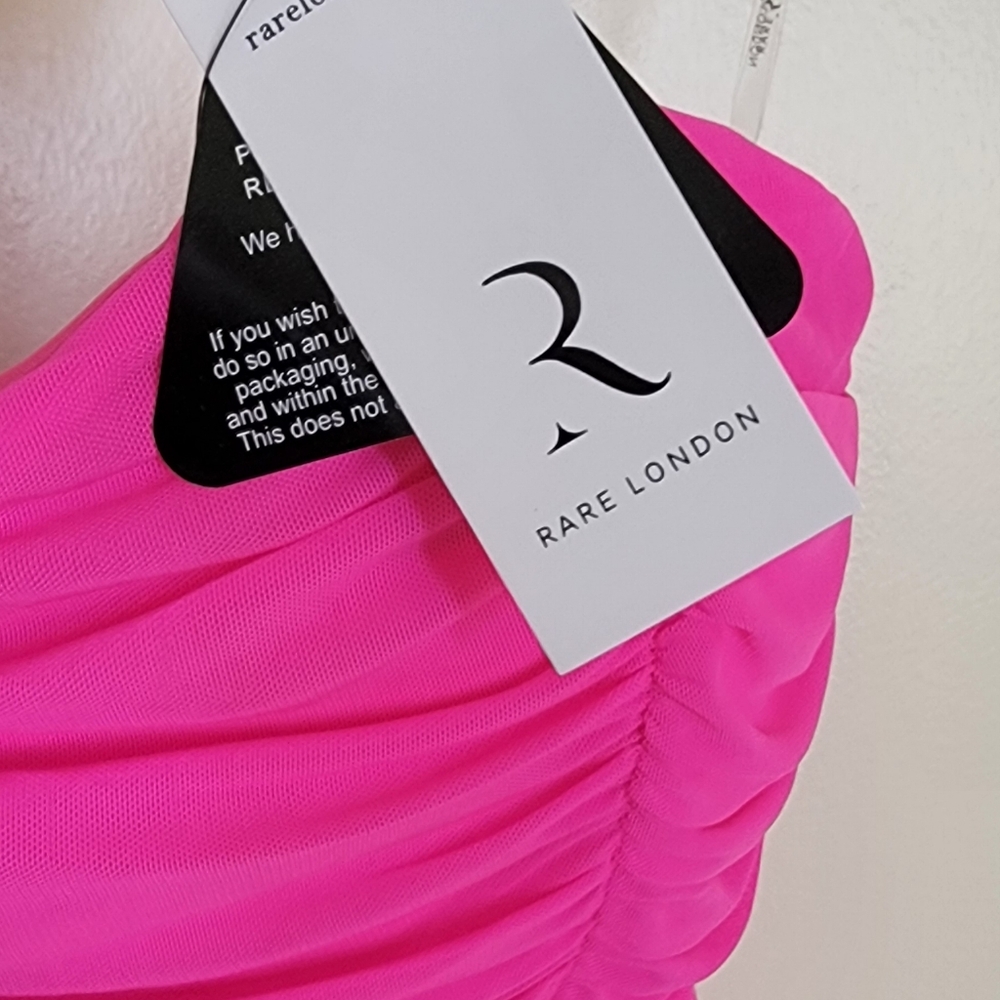 NWT Rare London drape corset midi dress in hot pink size 8 - Picture 6 of 13